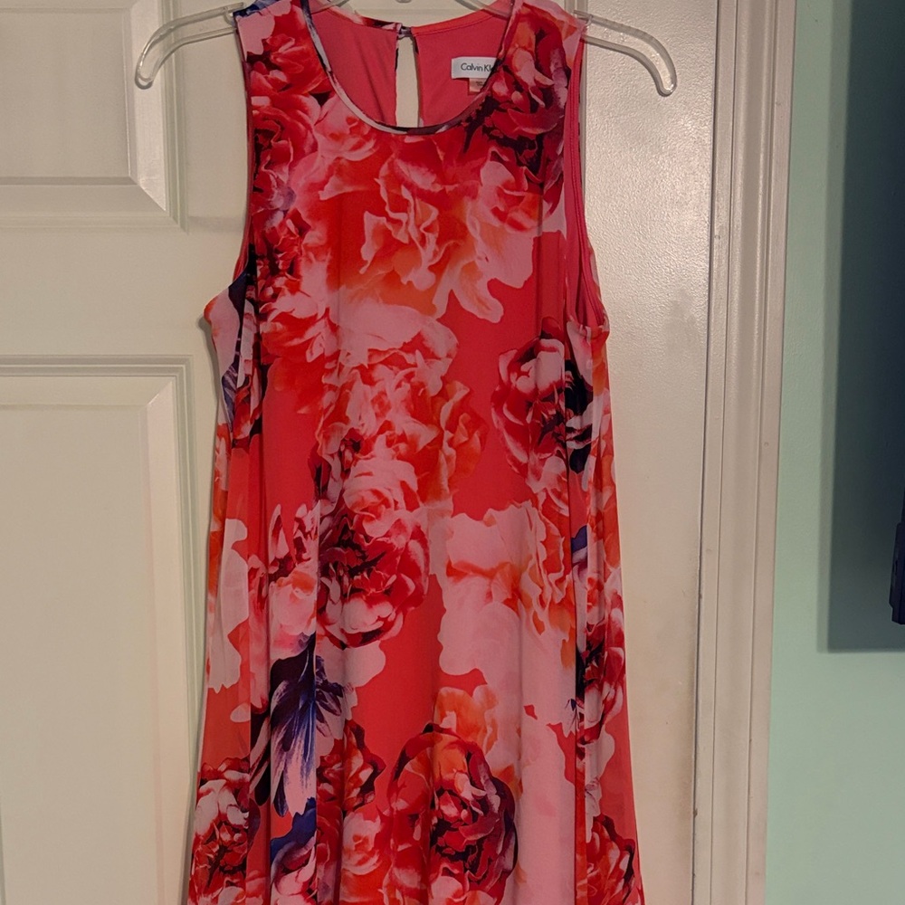 Calvin Klein Red and Pink Floral Dress